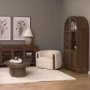 71310 - Suri Mid Brown Wood W/Glass Doors Arched Curio Cabinet