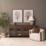 71312 - Suri Mid Brown Wood w/ Glass 4-Door Closed Sideboard