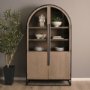 71346 - Sloan 47.5W x 80.5H Light Brown W/Black Metal Frame Arched Cabinet