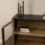 71348 - Sloan 40.0W Light Brown W/Black Metal Frame Accent Cabinet