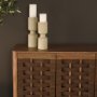 71150 - Akira Small Textured Beige Metal Pillar Candle Holder