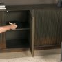 71338 - Cinder Distressed Dark Brown Wood Reeded 4-Door Closed Sideboard