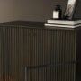 71339 - Cinder Distressed Dark Brown Wood Reeded 2-Door Closed Accent Cabinet