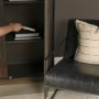 71340 - Cinder Distressed Dark Brown Wood Reeded 2-Door Closed Tall Cabinet