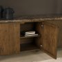 71391-AB - Kendrix Dark Brown Oak Wood Cappuccino Marble 4 Door Closed Sideboard