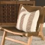 71463 - Levon 22x22 Plush Cream w/ Orange Dashed Stripes Decorative Pillow Cover