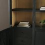 71327 - Henry Black & Light Brown Oak Wood w/ Glass Doors Curio Cabinet