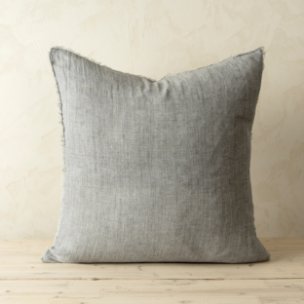 Lina 24x24 Grey Linen Decorative Pillow Cover
