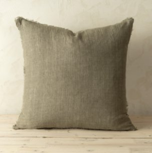 Lina 24x24 Grey Linen Decorative Pillow Cover