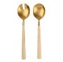 IN7115 - Maple Wood Salad Servers S/2, Tumbled Gold