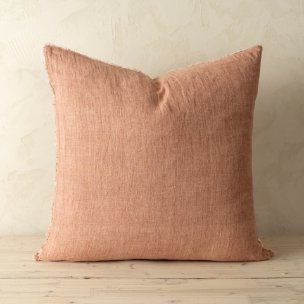 Lina 24x24 Redwood Linen Decorative Pillow Cover w/Filler