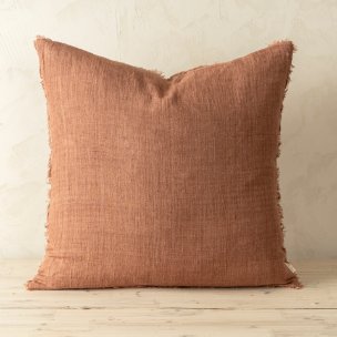 Lina 24x24 Rooibos Linen Decorative Pillow Cover w/Filler