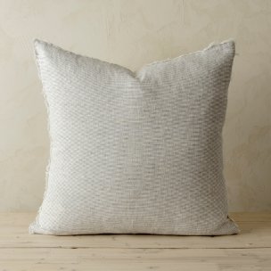 Lina 24x24 Grey Linen Decorative Pillow Cover w/Filler
