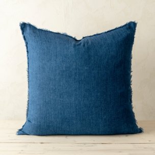 Lina 24x24 Cobal Linen Decorative Pillow Cover w/Filler