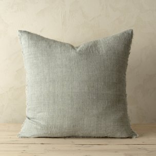 Lina 24x24 Flint Linen Decorative Pillow Cover w/Filler
