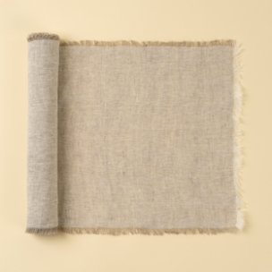 Lina Steel Chambray Linen Table Runner
