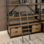 50373-AB - Brodie VIII 57L x 20.5W x 94H Brown Wood Gun-Metal Ladder Four Shelf Shelving Unit