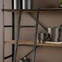 50373-AB - Brodie VIII 57L x 20.5W x 94H Brown Wood Gun-Metal Ladder Four Shelf Shelving Unit