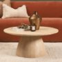 71350-AB - Allyson 36" Light Wood Base w/ Travertine Top Coffee Table
