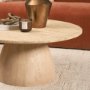 71350-AB - Allyson 36" Light Wood Base w/ Travertine Top Coffee Table