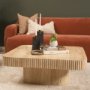 71358-AB - Tavora Ribbed Square Travertine Coffee Table