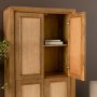 71379 - Valterra Light Brown Wood w/ Travertine 4 Door Tall Cabinet
