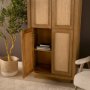 71379 - Valterra Light Brown Wood w/ Travertine 4 Door Tall Cabinet
