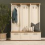 68477-AB - Fairview IV 61L x 17W White And Brown Wood With Storage Hall Tree