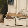 68477-AB - Fairview IV 61L x 17W White And Brown Wood With Storage Hall Tree