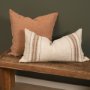71441 - Maeve 14x26 Lumbar Natural Linen w/ Orange Stripes Decorative Pillow Cover