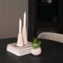 71492 - Cono Off-White Marble Cone Shaped Candle Holders (Set of 2)
