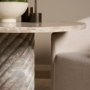 71389-AB - Ravello 42" Pink Marble Swirl Pedestal Base Round Dining Table