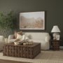 71296 - Trellyn Dark Brown Wood w/ Carved Woven Base Square Accent Table