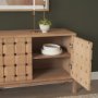 71293 - Trellyn Light Brown Solid Wood 4-Door Sideboard with Carved Woven Doors