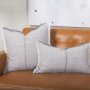 69416-CFD - Thais 13x21 Gray Fabric Fringed Pillow Cover w/Down Filler