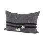 69418-CFD - Sibyl 13x21 Black Fabric Striped and White Fringed Pillow Cover w/Down Filler