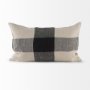 69420-CFD - Raquel 13x21 Beige and Black Fabric Plaid Pillow Cover w/Down Filler