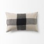 69420-CFD - Raquel 13x21 Beige and Black Fabric Plaid Pillow Cover w/Down Filler