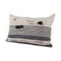 69422-CFD - Thalia 13x21 Black and Beige Fabric Striped w/Fringe Pillow Cover w/Down Filler
