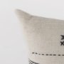 69422-CFD - Thalia 13x21 Black and Beige Fabric Striped w/Fringe Pillow Cover w/Down Filler