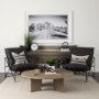 69422-CFD - Thalia 13x21 Black and Beige Fabric Striped w/Fringe Pillow Cover w/Down Filler