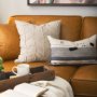 69429-CFD - Ivivva 20x20 Beige Fabric Textured Pillow Cover w/Down Filler