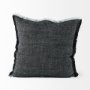 69437-CFD - Malia 20x20 Black and Teal Fabric Fringed Pillow Cover w/Down Filler