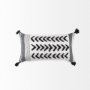 69438-CFD - Kimia 14x26 White/Black Fabric Herringbone w/Fringed Pillow Cover w/Filler