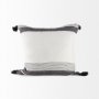 69439-CFD - Kimia 20x20 White/Black Fabric w/Fringed Pillow Cover w/Down Filler