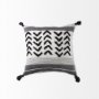 69439-CFD - Kimia 20x20 White/Black Fabric w/Fringed Pillow Cover w/Down Filler