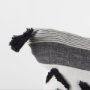 69439-CFD - Kimia 20x20 White/Black Fabric w/Fringed Pillow Cover w/Down Filler