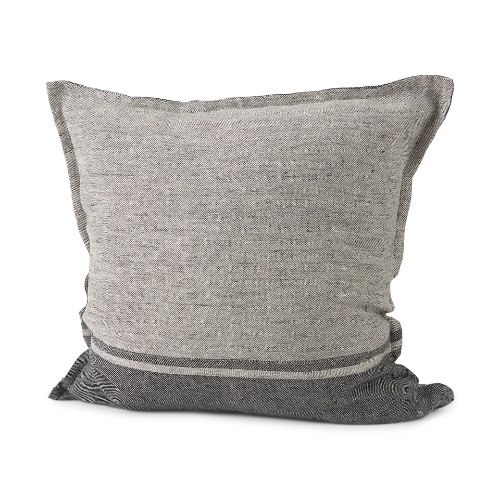 69443-CFD - Zadie 20x20 Light/Dark Gray Fabric Color Blocked Pillow Cover w/Down Filler