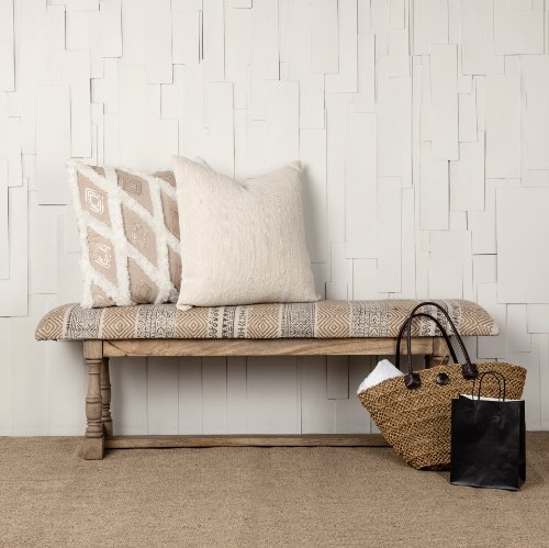 56019-CFD - Duston I 22x22 Tan and White Diamond Pillow Cover w/Filler