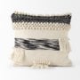 68391-CFD - Beardell 18x18 Cream And Black w/Tassels Pillow Cover w/Down Filler